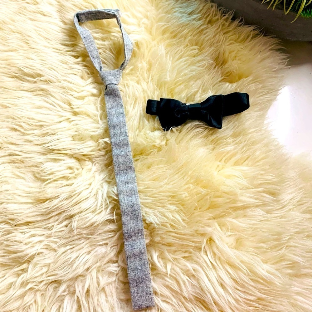 Infant baby boy perfect little gentleman neckware accessory skinny tie & bow tie